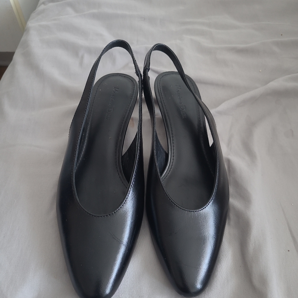 Massimo Dutti Black Heeled Slingbacks